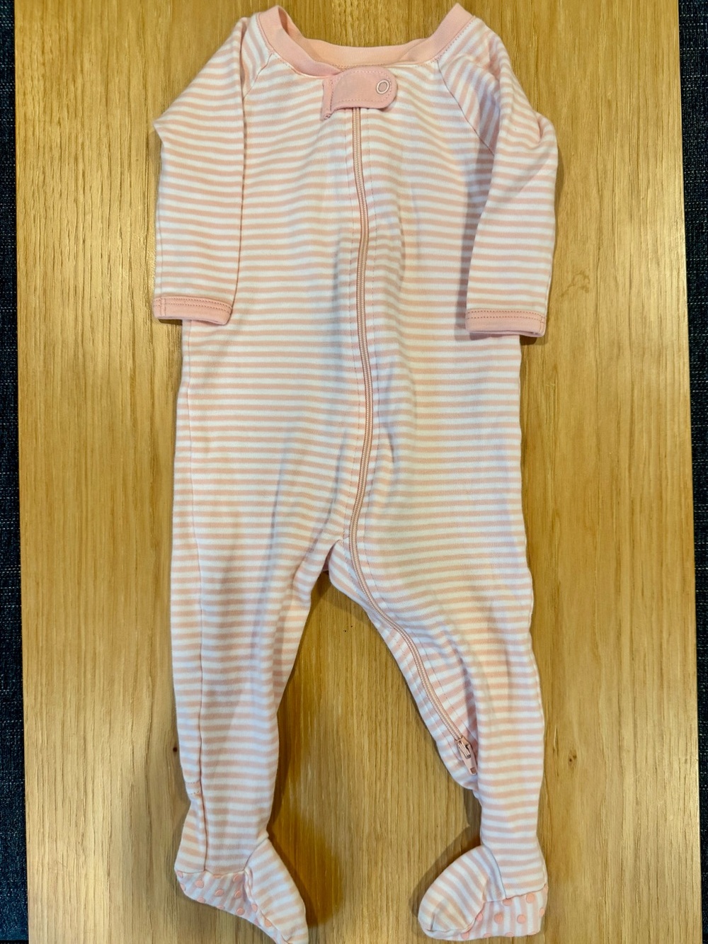LAKE Pajamas Baby Pima Pink Stripe Footed One-Piece Zipper Sleeper